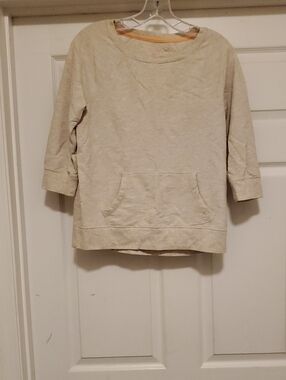 Sonoma Cream Scoop-Neck Pullover with Front Pocket
